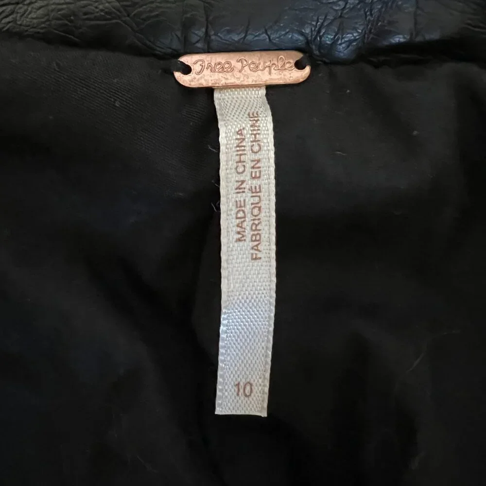 Free People Cleo Leather Moto Black Hooded Jacket Soft Grunge Hot Girl Elevated - Picture 5 of 14